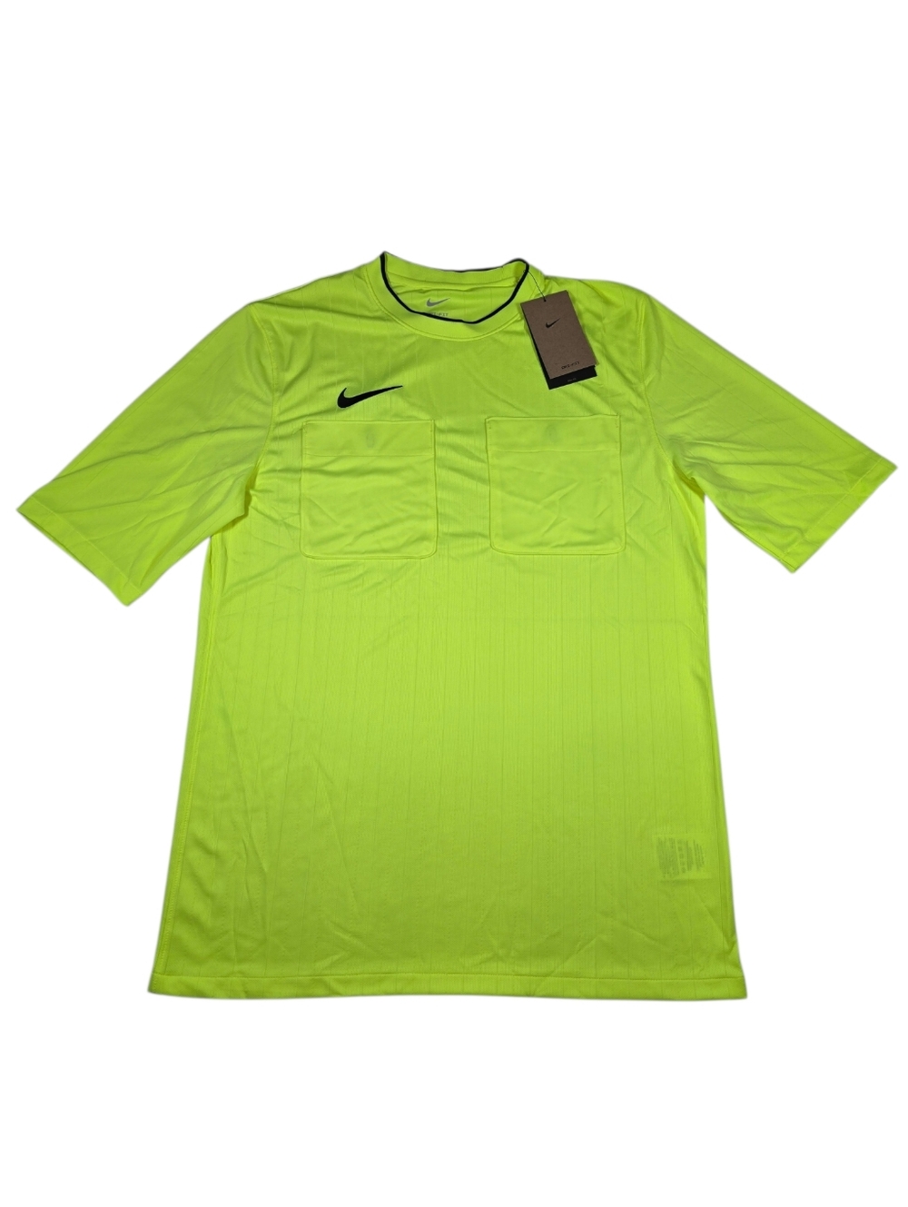 NWT Nike Dri-Fit Soccer Referee Volt Yellow Double Pocket Jersey Men's Sz Large